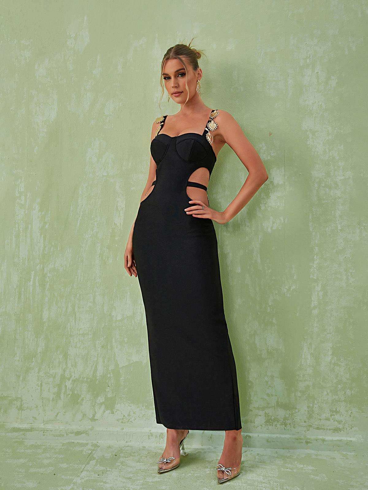 Margaux Embellished Cutout Maxi Dress In Orange