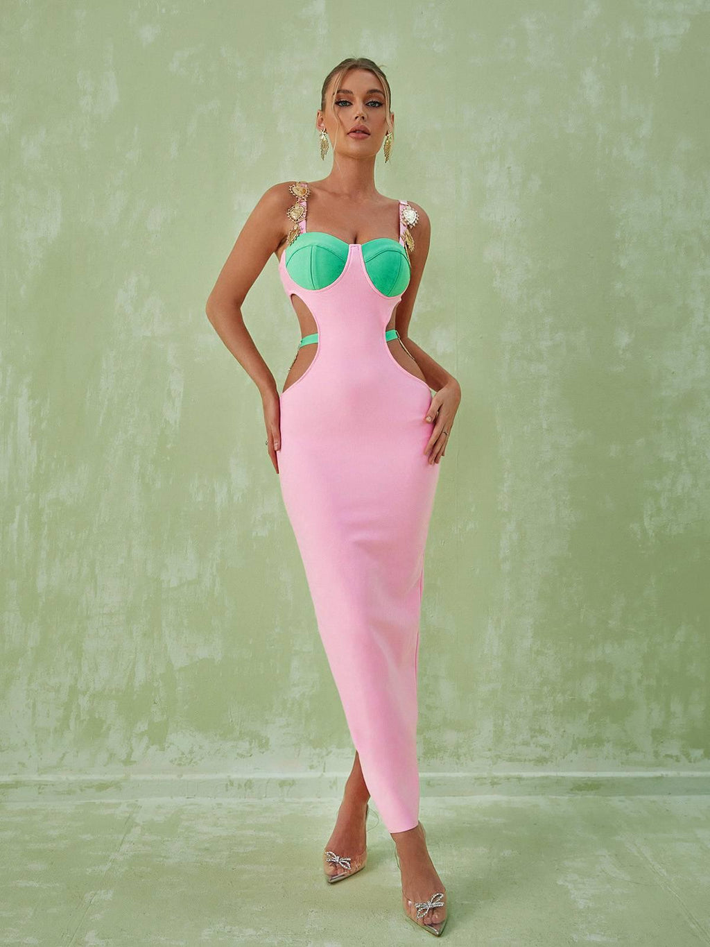 Margaux Embellished Cutout Maxi Dress In Pink