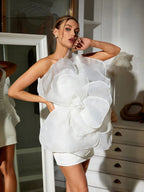 Maria One Shoulder Dress with Large Flower