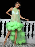 Marsali Mesh Maxi Dress In Green