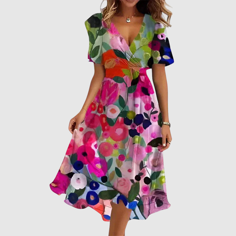 Martha - Women__ Floral V-Neck Midi Dress