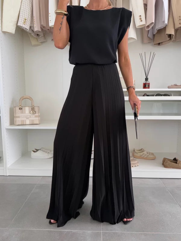 The Daisy Set — Pleated Wide-Leg Trousers & Top