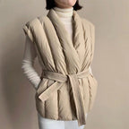 Soft Wrap Puffer Belted Vest