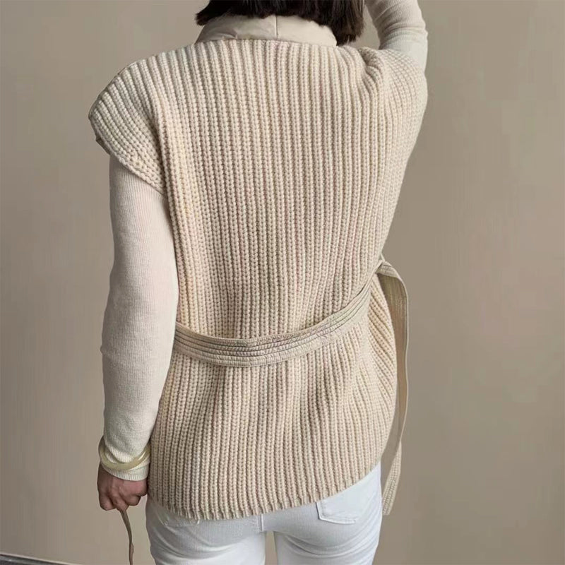 Soft Wrap Puffer Belted Vest