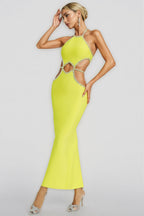 Lucy Yellow Cut Out Bodycon Maxi Dress
