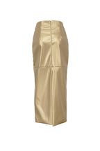 Metallic Color Pu Pack Hip Midi Skirt