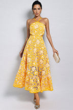 Delphine Yellow Cut Out Halter Maxi Dress