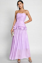 Noemie Purple Off Shoulder Ruffled Maxi Dress
