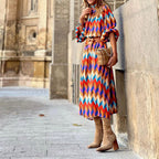 Mónica Minimalist Formal Printed Midi Dress Designer Edit