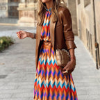 Inés Statement Formal Printed Midi Dress Chic Silhouette Collection