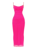 Sweetheart Lace Trim Corset Boned Mesh Bodycon Maxi Dress