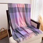 Multicolor Plaid Scarf with Fringe Ends