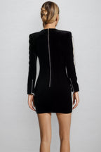 Vera Black Pearl Embellished Mini Dress