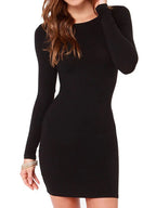 Long Sleeve Crew Neck Bodycon Mini Dress