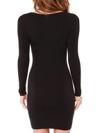Long Sleeve Crew Neck Bodycon Mini Dress