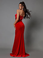 Natalia Strapless Velvet Maxi Dress
