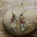 Natural Stone Drop Earrings with Silver Hooks
