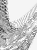 Sexy Straps Halter Metal Tops Sequin Clubwear Tops Sliver Sleeveless Spaghetti Straps Cami Draped Crop For Women