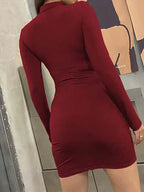 Mock Neck Long Sleeve Bodycon Mini Sweater Dress