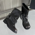New Square Toe Buckled Slip On Modern Winter Ankle Boot