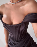DressBetty - Runway Fashion Sexy Off-Shoulder Split Red Corset Dress