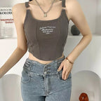 DressBetty - 2024 Irregular Y2K Summer Buckle Vest with Print Letter