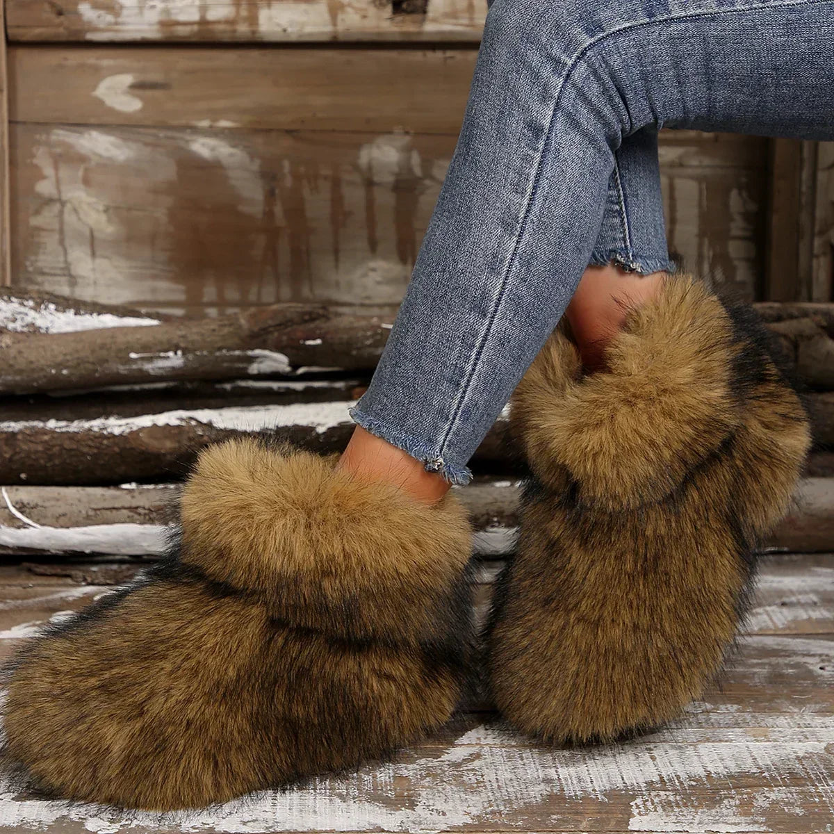 New Woman Boots High Boots Over-the-knee Fur Snow Boots Women's Fashion Warm Wool-like Plus Velvet Padded Winter Platform Shoes