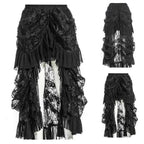 Gothic Lace Up Corset Bustle Tiered High Low Maxi Skirt