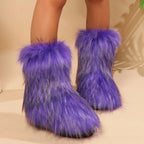 New Women's Winter Snow Boots Outdoor Luxury Furry Faux Fox Fur New Fashion Boots WomanPlush Warm Platform Shoes Bottes