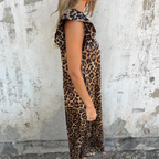 Rosa Effortless Leopard Print V Neck Maxi Dress with Front Pocket Premium Wardrobe Essential