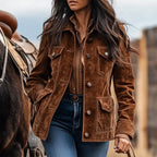 Noelle Rustic Brown Suede Jacket