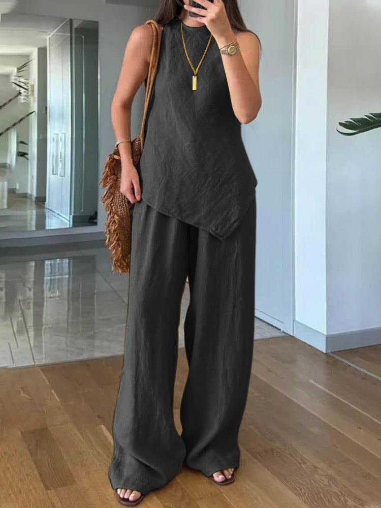 Irregular sleeveless casual two-piece set