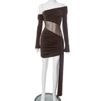 Juana Boutique Women's Asymmetric Wrap Dress with Ruffles and Long Sleeves Elevated Occasion Wear