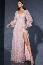 Zaria Pink Lace High Slit Maxi Dress