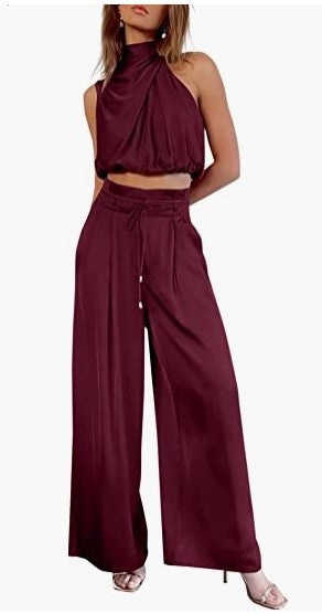Sleeveless Collar Two Piece Sets