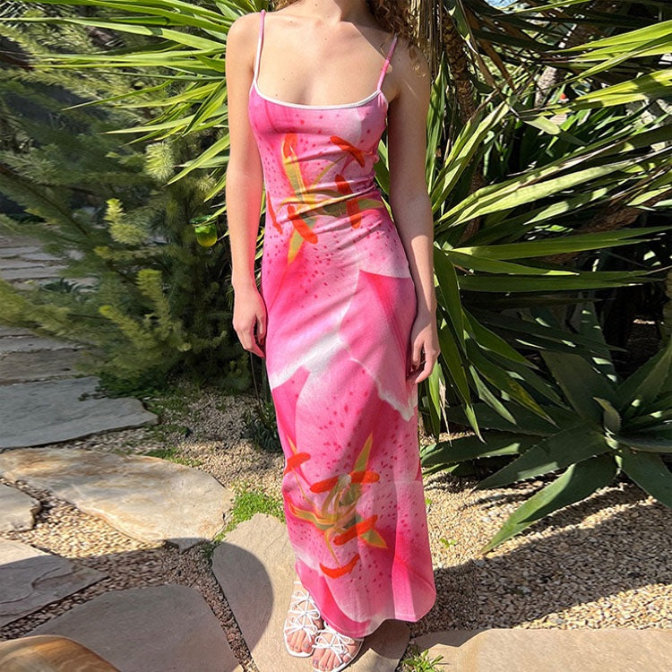 Denisse Premium Women's Floral Spaghetti Strap Maxi Dress Boutique Collection