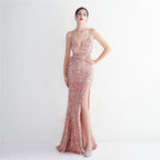 Velvet Bottom Sequined Dress