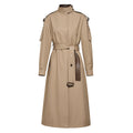 Leather Patchwork Two-Color Trench Coat