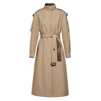Leather Patchwork Two-Color Trench Coat