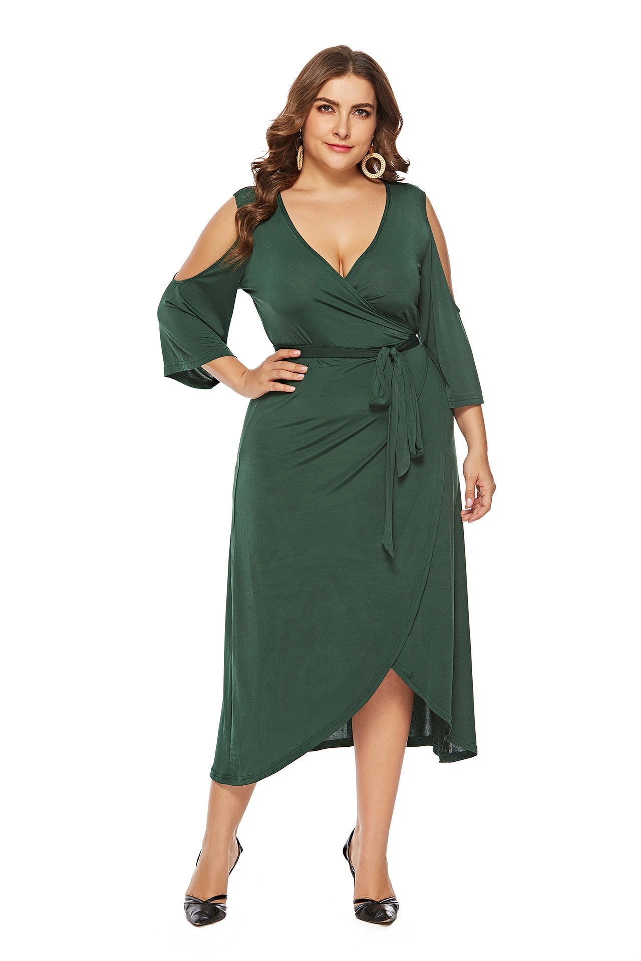 Short Sleeve Split Lace Up Off Shoulder Dress