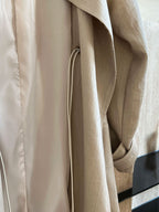 Cotton Linen Drawstring Long Coat