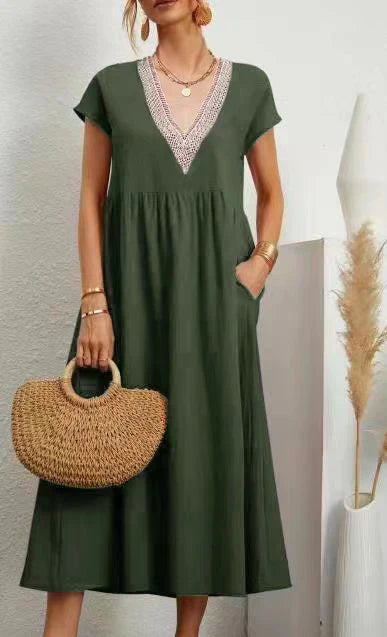 Irina Effortless Short Sleeve V Neck Dress Statement Occasion Edit