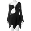 Viviana Exclusive Women's Asymmetric Dress with Innovative Cut Out and Wide Flared Sleeves Boutique Collection