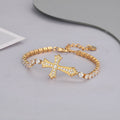 Sparkly Full Zircon Cross Titanium Steel Fadeless Chain Bracelet