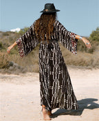 Rayon Positioning Printing Beach Cover-up Sexy Cardigan Loose Vacation Sun Protection Shirt Dress