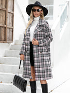 Houndstooth Woolen Plaid Trench Coat