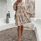 Pilar Chic Women's Floral Dress with Romantic Cut and Long Sleeves Boutique Collection