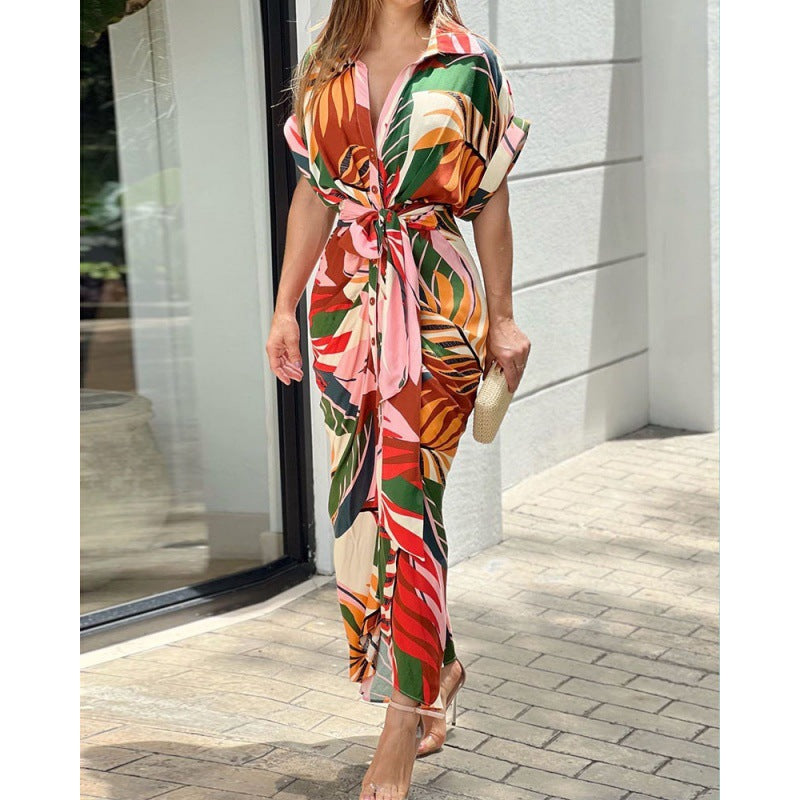Amelia Elevated Women's Floral Print Tie Front Maxi Dress Occasion Wear