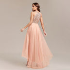 Heavy Industry Halter Sequin Stitching Multi Layer Mesh Sleeveless Irregular Asymmetric Hem Pettidress Ball Gown Organza