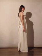 Lourdes Statement V Neck Floral Dress with High Slit Designer Edit